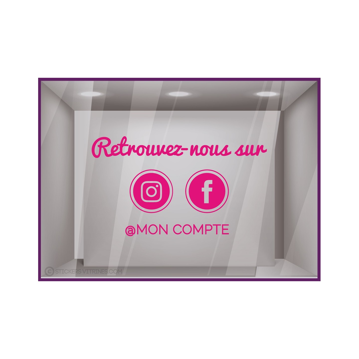 Sticker Retrouvez Nous Sur Facebook + Instagram à personnaliser Autocollant Adhésif Vitrine Réseaux sociaux Magasin