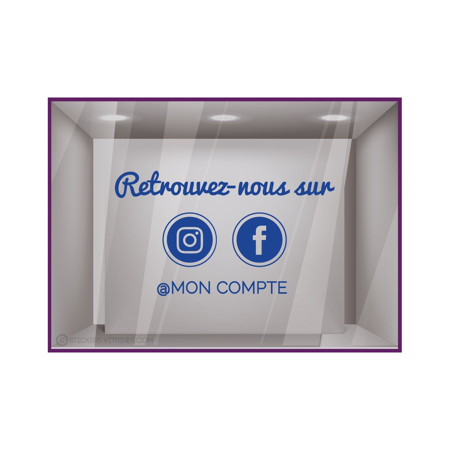 Sticker Retrouvez Nous Sur Facebook + Instagram à personnaliser Autocollant Adhésif Vitrine Réseaux sociaux Magasin