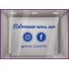 Sticker Retrouvez Nous Sur Facebook + Instagram à personnaliser Autocollant Adhésif Vitrine Réseaux sociaux Magasin