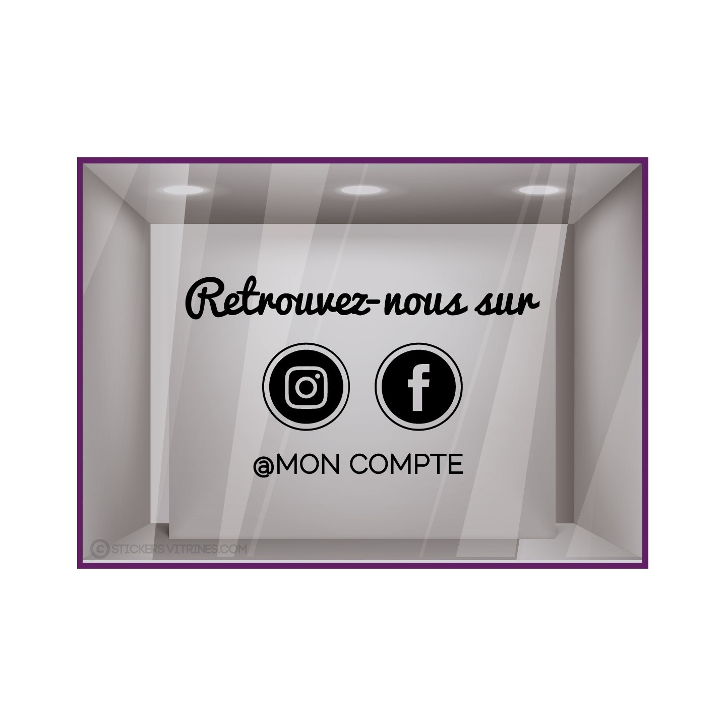 Sticker Retrouvez Nous Sur Facebook + Instagram à personnaliser Autocollant Adhésif Vitrine Réseaux sociaux Magasin