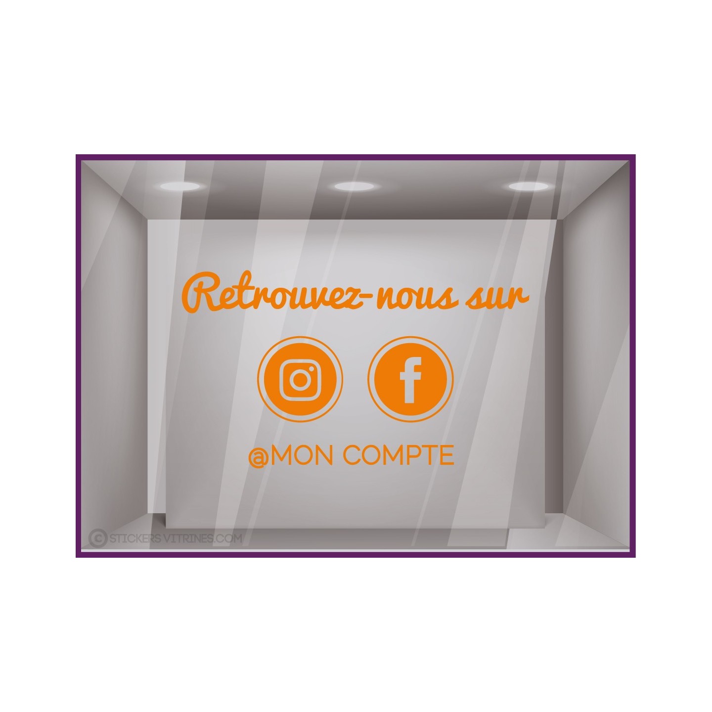 Sticker Retrouvez Nous Sur Facebook + Instagram à personnaliser Autocollant Adhésif Vitrine Réseaux sociaux Magasin