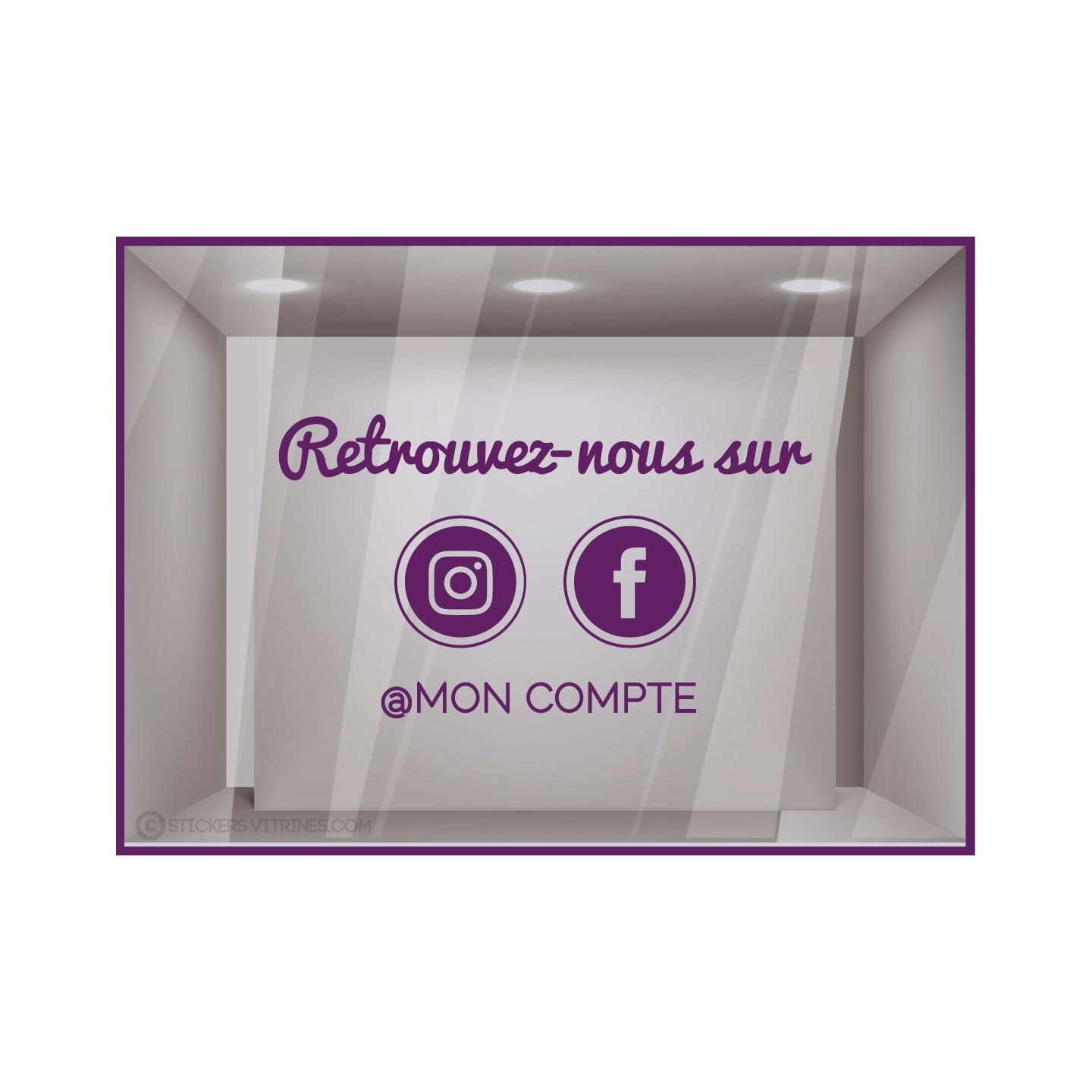 Sticker Retrouvez Nous Sur Facebook + Instagram à personnaliser Autocollant Adhésif Vitrine Réseaux sociaux Magasin