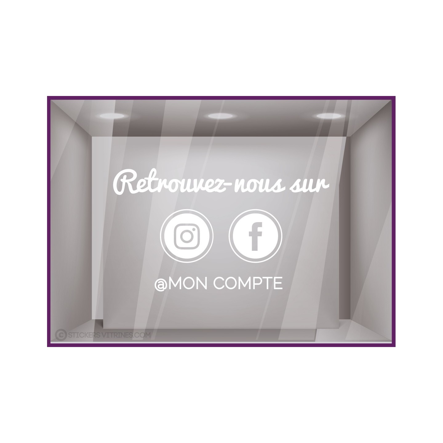 Sticker Retrouvez Nous Sur Facebook + Instagram à personnaliser Autocollant Adhésif Vitrine Réseaux sociaux Magasin