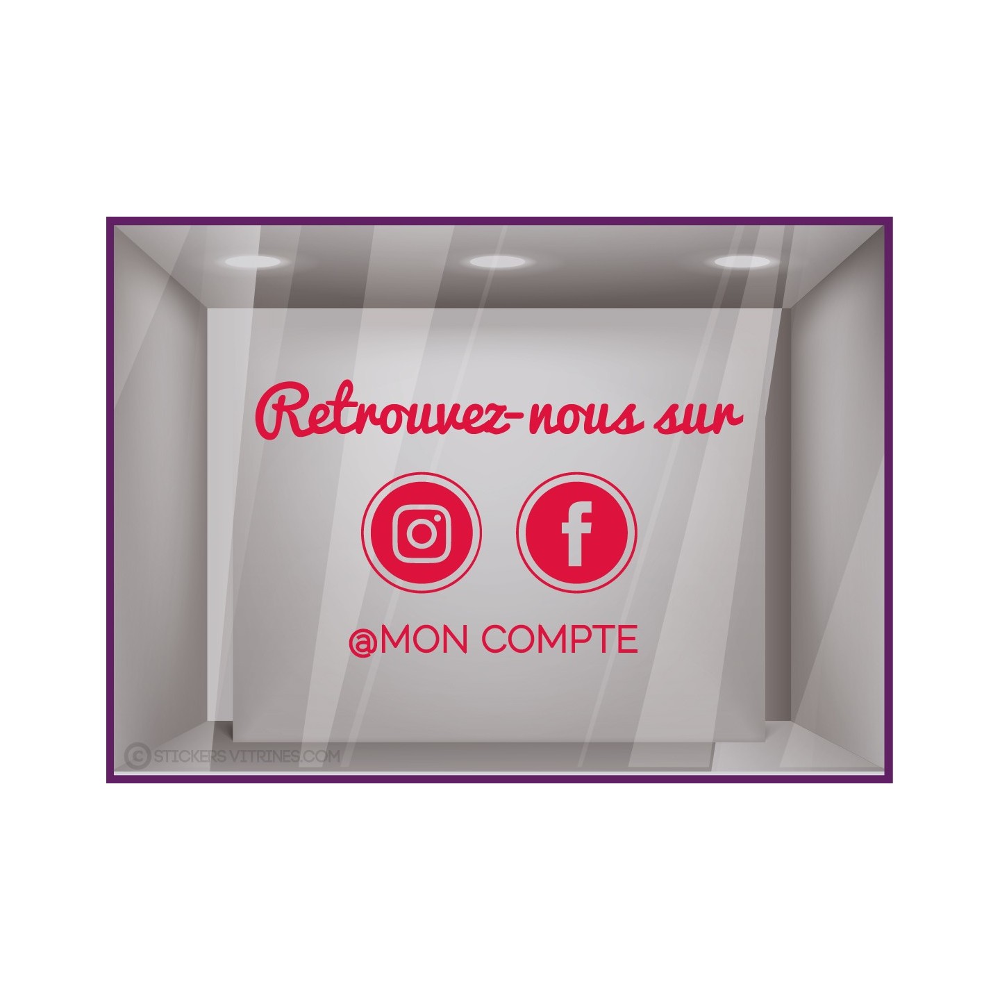 Sticker Retrouvez Nous Sur Facebook + Instagram à personnaliser Autocollant Adhésif Vitrine Réseaux sociaux Magasin