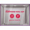 Sticker Retrouvez Nous Sur Facebook + Instagram à personnaliser Autocollant Adhésif Vitrine Réseaux sociaux Magasin