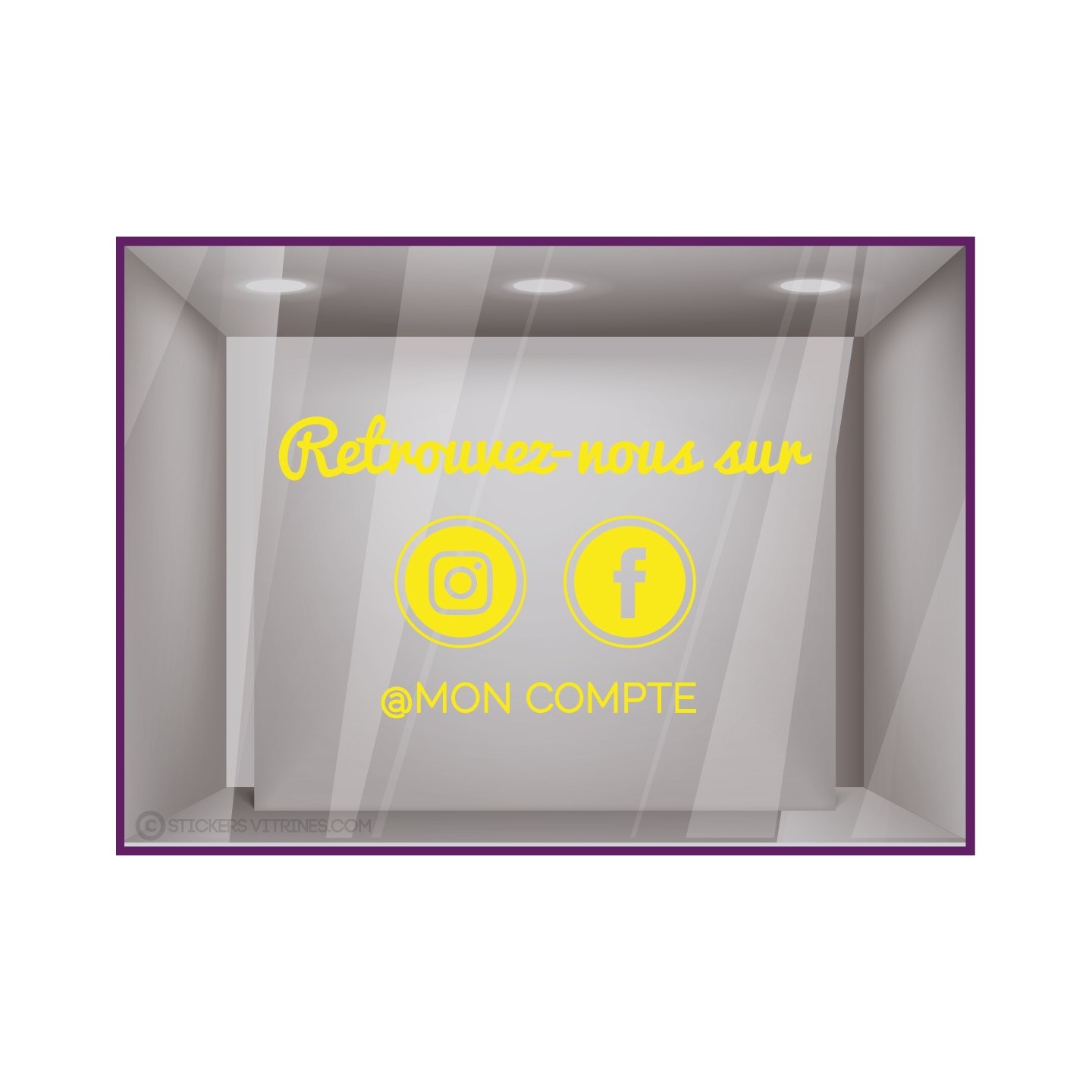 Sticker Retrouvez Nous Sur Facebook + Instagram à personnaliser Autocollant Adhésif Vitrine Réseaux sociaux Magasin