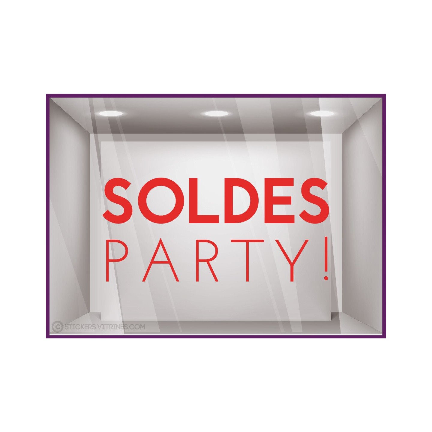Sticker Party Soldes autocollant adhésif calicot vitrophanie vitrine devanture 