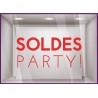 Sticker Party Soldes autocollant adhésif calicot vitrophanie vitrine devanture 