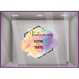 Sticker Ventes Privees Aquarelle mode bijouterie maroquinerie idee deco ete promotion braderie vitrine à personnaliser