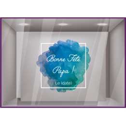 Sticker Bonne Fête Papa Aquarelle fête des pères lettres adhesives texte autocollant commerce de sport mode maroquinerie caviste