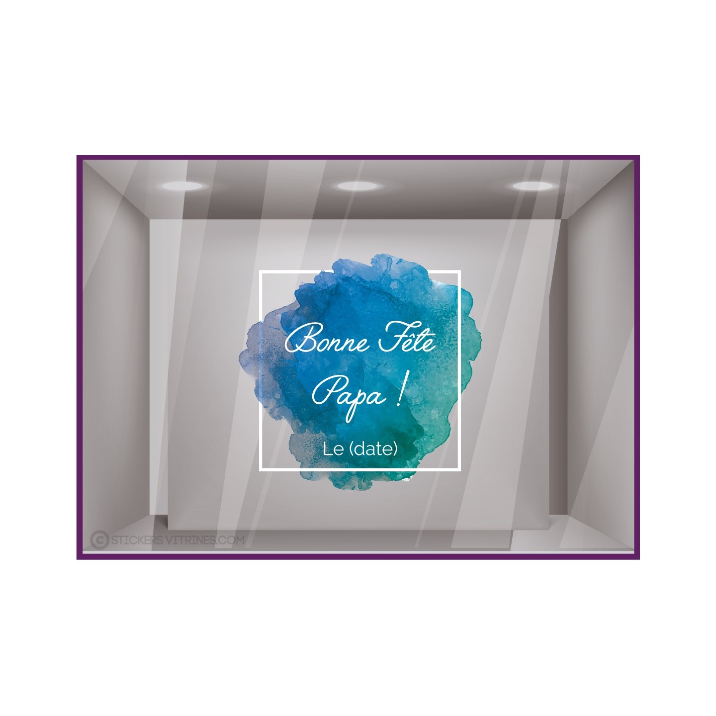 Sticker Bonne Fête Papa Aquarelle fête des pères lettres adhesives texte autocollant commerce de sport mode maroquinerie caviste