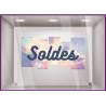 Sticker Soldes Coucher de Soleil mode maroquinerie vitrophanie ete promotion destockage liquidation commerce pourcentage