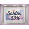 Sticker Soldes Coucher de Soleil mode maroquinerie vitrophanie ete promotion destockage liquidation commerce pourcentage