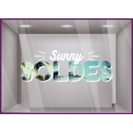 Sticker Sunny Soldes maroquinerie decoration ete promotion destockage braderie liquidation commerce mode magasin de sport