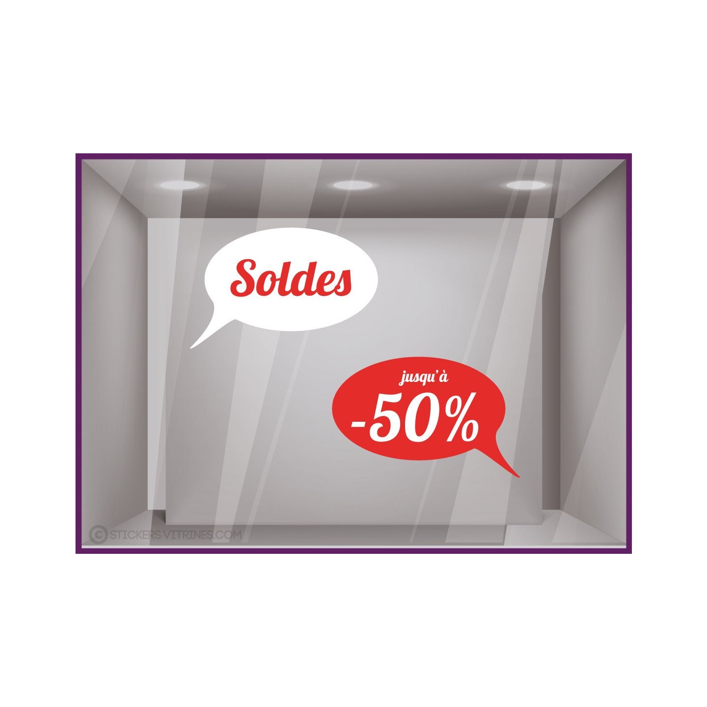 Sticker Soldes Bulles adhésif autocollant calicot vitrine magasin devanture vitrophanie destockage braderie