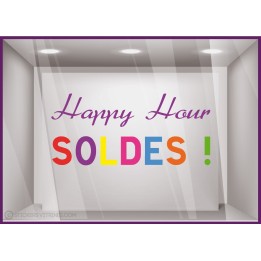 Sticker Soldes Happy Hour promotion destockage braderie liquidation demarque mode chaussure femme calicot offre promotionnelle