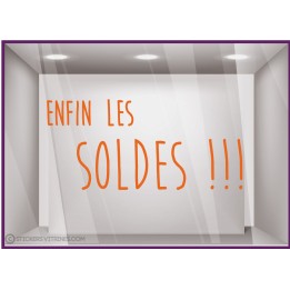 Sticker Enfin les Soldes promotion destockage offre promotionnelle braderie liquidation mode chaussure sport accessoire