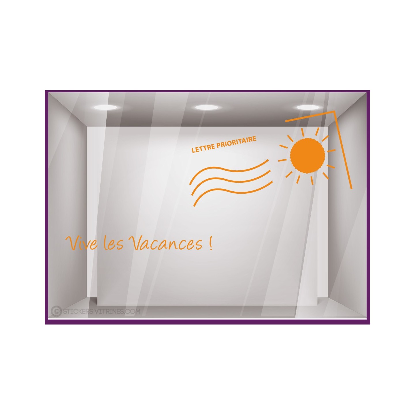 Kit de Stickers Carte Postale Vive les Vacances été calicot vitrine adhésif autocollant magasin mode agence voyage papeterie
