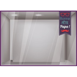 Sticker banderole Lunettes Bonne Fête Papa pere coiffeur opticien librairie calicot devanture commerce maroquinerie vitrophanie 
