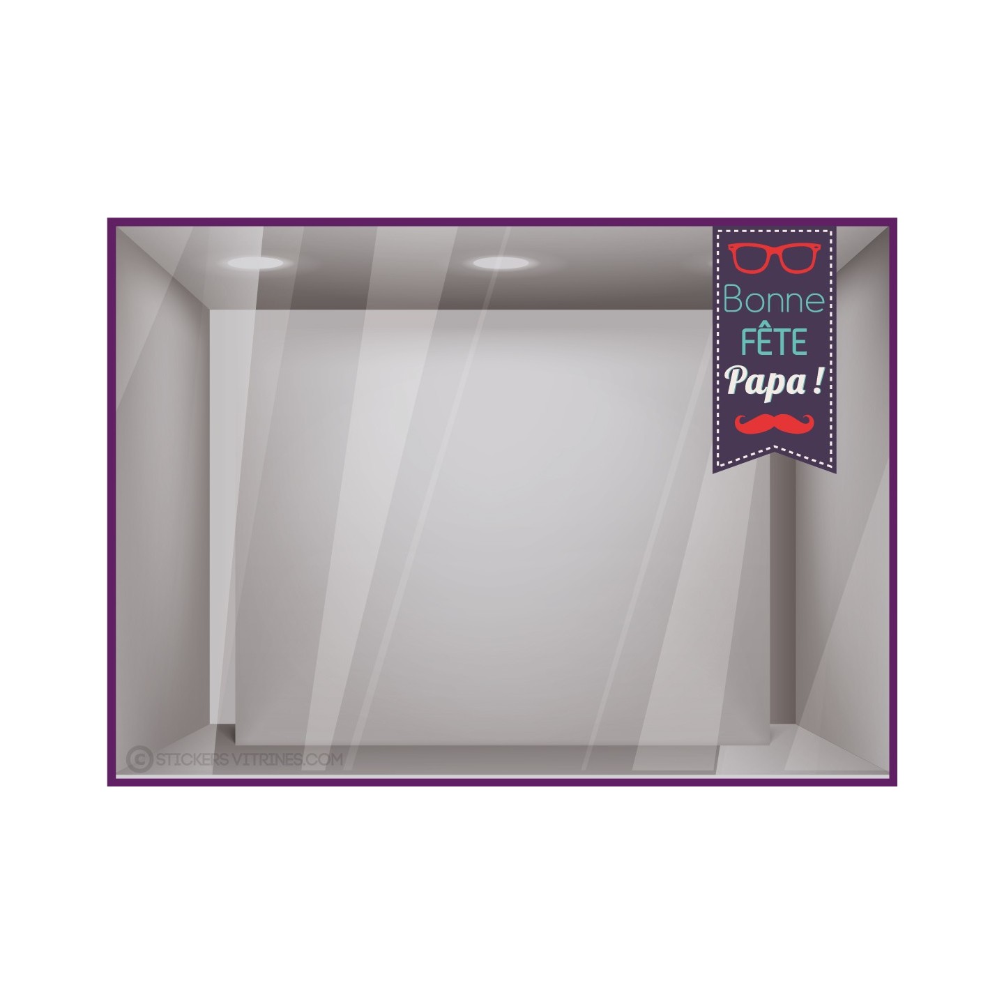 Sticker banderole Lunettes Bonne Fête Papa pere coiffeur opticien librairie calicot devanture commerce maroquinerie vitrophanie 