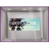 Sticker Bandeau Destockage Palmier braderie liquidation vitrophanie mode maroquinerie devanture vitrine lettrage autocollant 