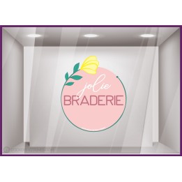 Sticker Jolie Braderie vitrophanie vitrine devanture mode maroquinerie boutique destockage commerce vitre bijouterie