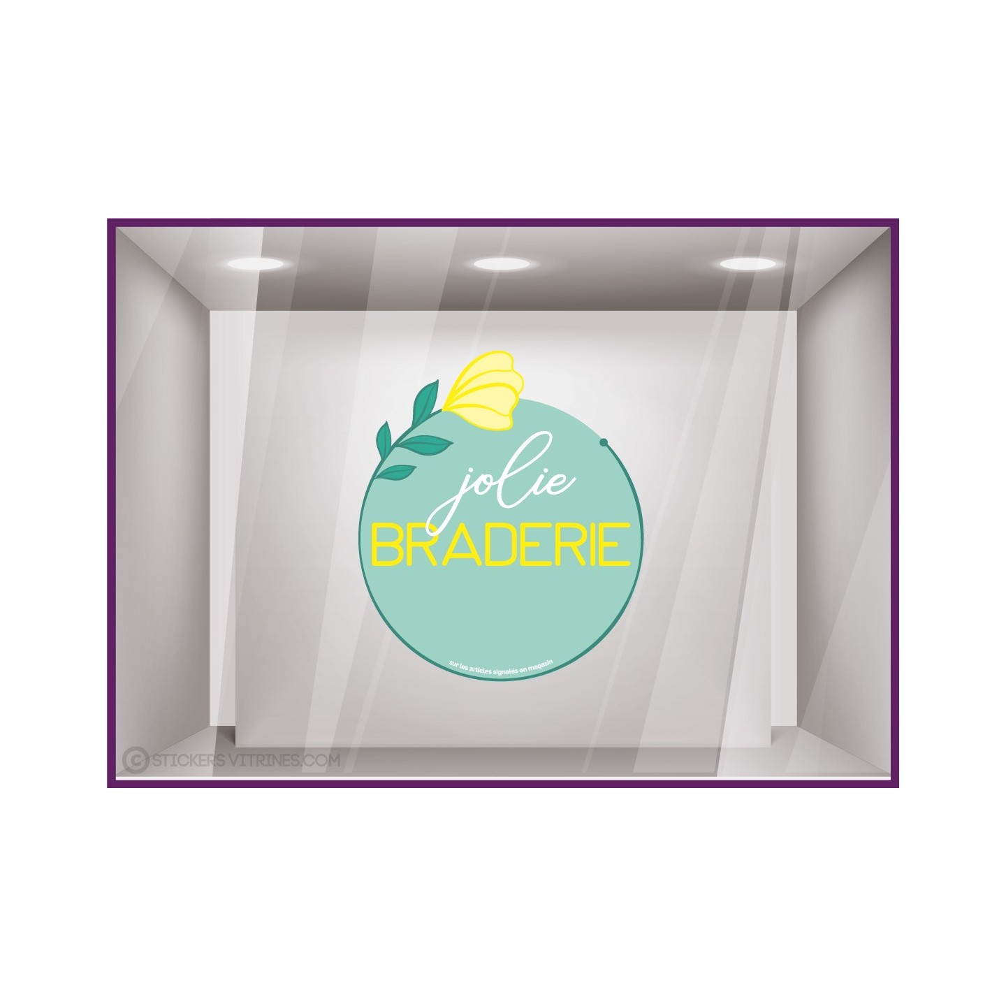 Sticker Jolie Braderie vitrophanie vitrine devanture mode maroquinerie boutique destockage commerce vitre bijouterie