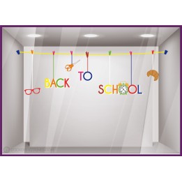 Sticker Guirlande Back to school papeterie calicot devanture lettrage magasin opticien boulangerie automne rentrée
