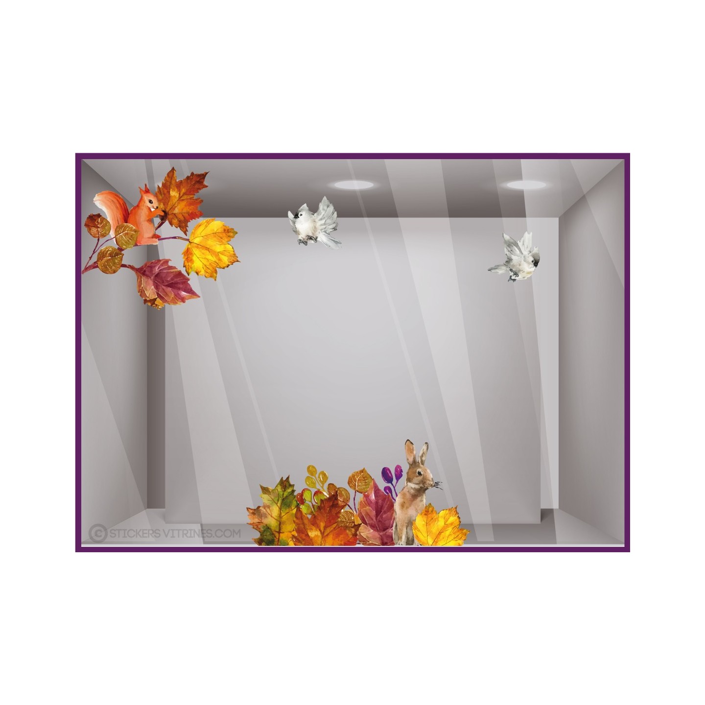 Kit de stickers animaux d'Automne lapin ecureuil magasin idee deco autocollant 