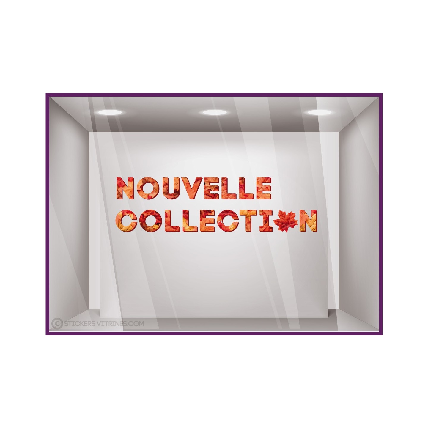 Sticker Motif Automne Nouvelle Collection Feuilles adhésif autocollant vitrophanie lettrage magasin