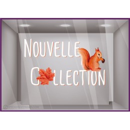 Sticker Nouvelle Collection Ecureuil adhésif vitrine boutique idee deco  automne
