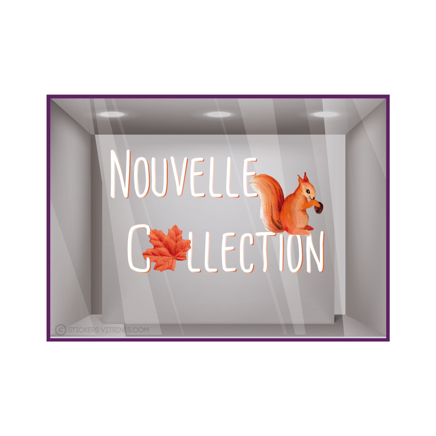 Sticker Nouvelle Collection Ecureuil adhésif vitrine boutique idee deco  automne