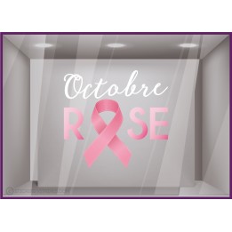 Vitrophanie Lettrage autocollant octobre rose cancer sein devanture boutique femme lingerie mode bijouterie