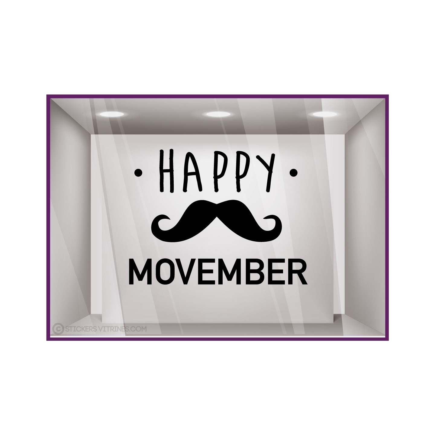 Vitrophanie LETTRAGE ADHESIF MOVEMBER CANCER HOMME MAGASIN VITRINE DECORATION