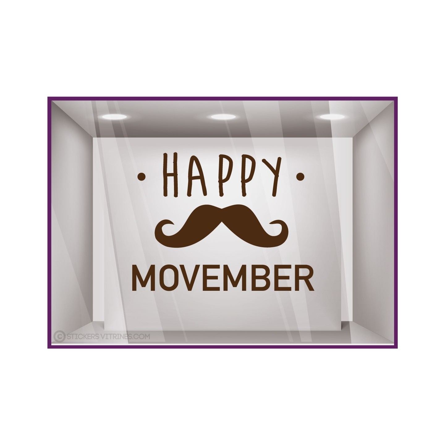 Vitrophanie LETTRAGE ADHESIF MOVEMBER CANCER HOMME MAGASIN VITRINE DECORATION
