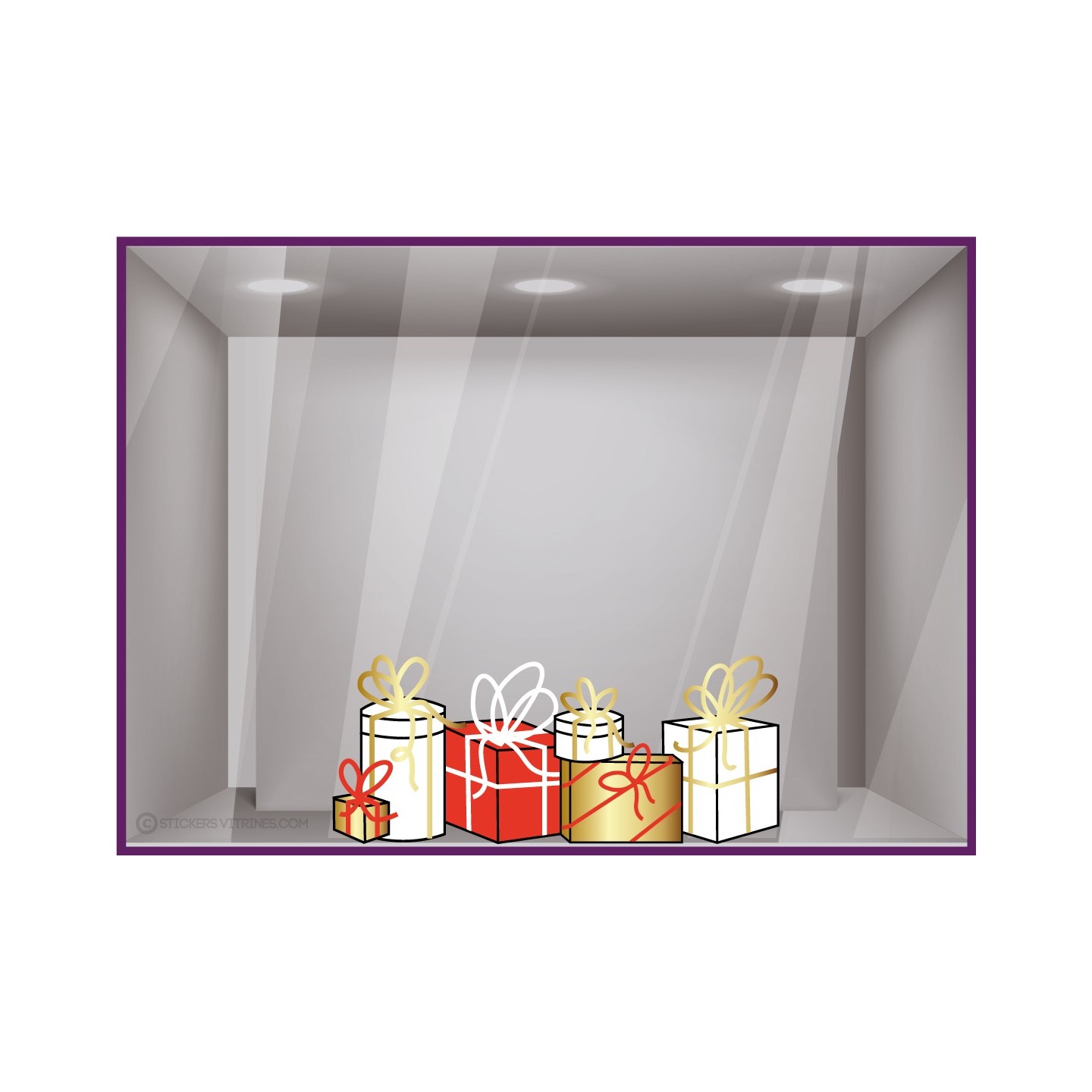 STICKER CADEAUX ELEGANTS DECORATION CALICOT ADHESIF DEVANTURE BOUTIQUE MODE BIJOUTERIE NOEL FETES VITRINE