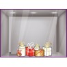 STICKER CADEAUX ELEGANTS DECORATION CALICOT ADHESIF DEVANTURE BOUTIQUE MODE BIJOUTERIE NOEL FETES VITRINE