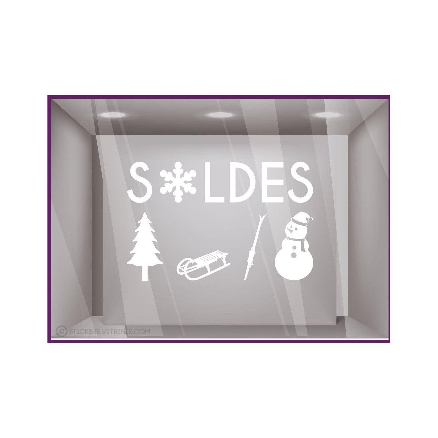Sticker Soldes Sport d'Hiver promotion offre promotionnelle destockage braderie liquidation sport decoration noel