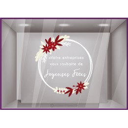 STICKERS COURONNE VOTRE ENTREPRISE VOUS SOUHAITE DE JOYEUSES FETES A PERSONNALISER DEVANTURE MAGASIN DECORATION 