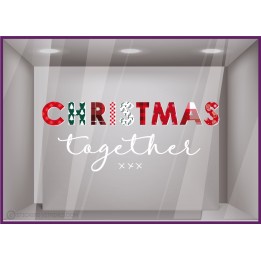 STICKER LETTRAGE CHRISTMAS TOGETHER VITRINE VITRES IDEES DECORATION NOEL JOYEUSES FETES MODE ADHESIF