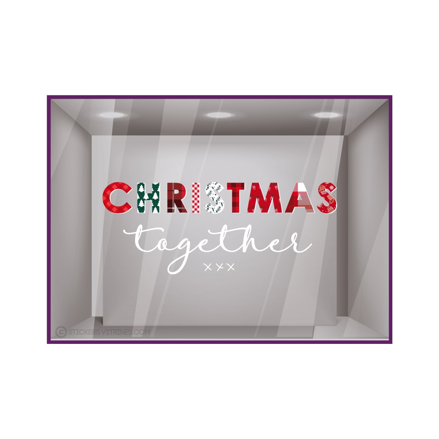 STICKER LETTRAGE CHRISTMAS TOGETHER VITRINE VITRES IDEES DECORATION NOEL JOYEUSES FETES MODE ADHESIF