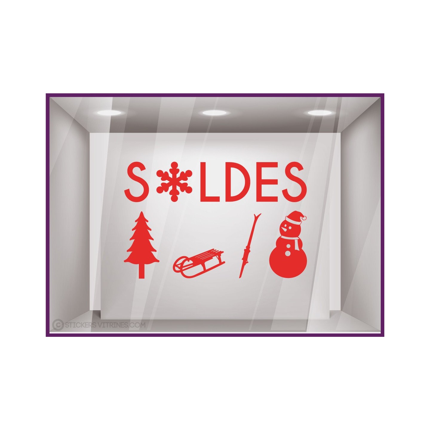 Sticker Soldes Sport d'Hiver promotion offre promotionnelle destockage braderie liquidation sport decoration noel