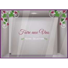 Kit de Sticker Vigne Foire aux Vins IDEE DECORATION DEVANTURE CAVISTE SUPERMARCHE VITRE