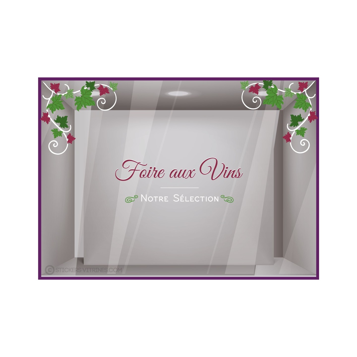 Kit de Sticker Vigne Foire aux Vins IDEE DECORATION DEVANTURE CAVISTE SUPERMARCHE VITRE