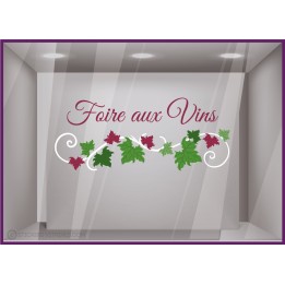 Sticker lettrage Vigne Foire aux Vins CAVISTE SUPERMARCHE EPICERIE RESTAURANT VITRINE BEAUJOLAIS