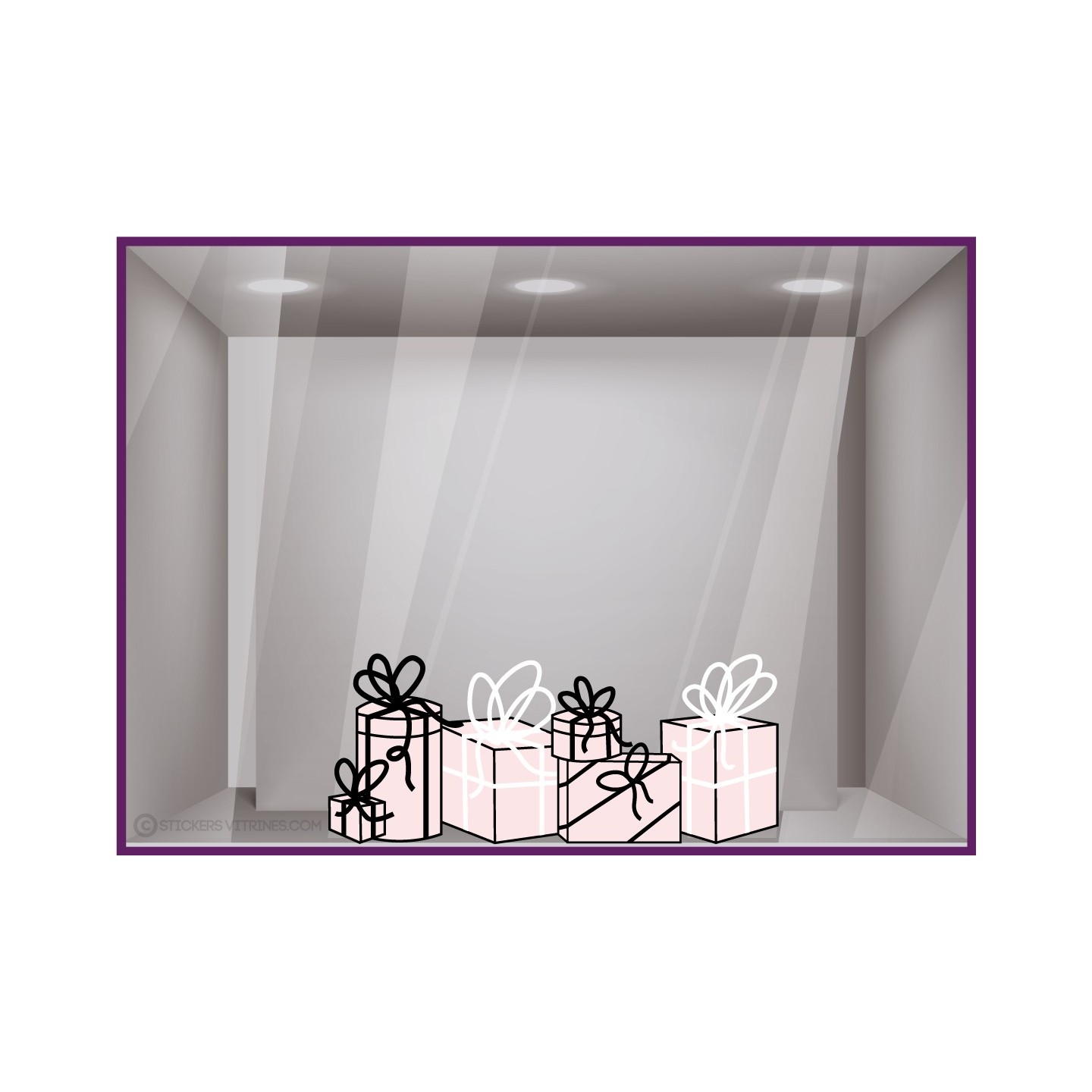 STICKER CADEAUX ELEGANTS DECORATION CALICOT ADHESIF DEVANTURE BOUTIQUE MODE BIJOUTERIE NOEL FETES VITRINE