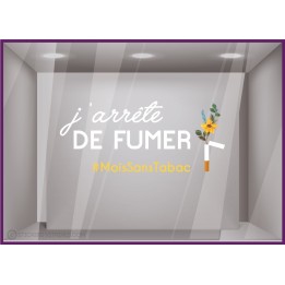 STICKER ARRETE DE FUMER MOIS SANS TABAC VITROPHANIE VITRE PHARMACIE COMMERCE MAGASIN VITRINE CALICOT