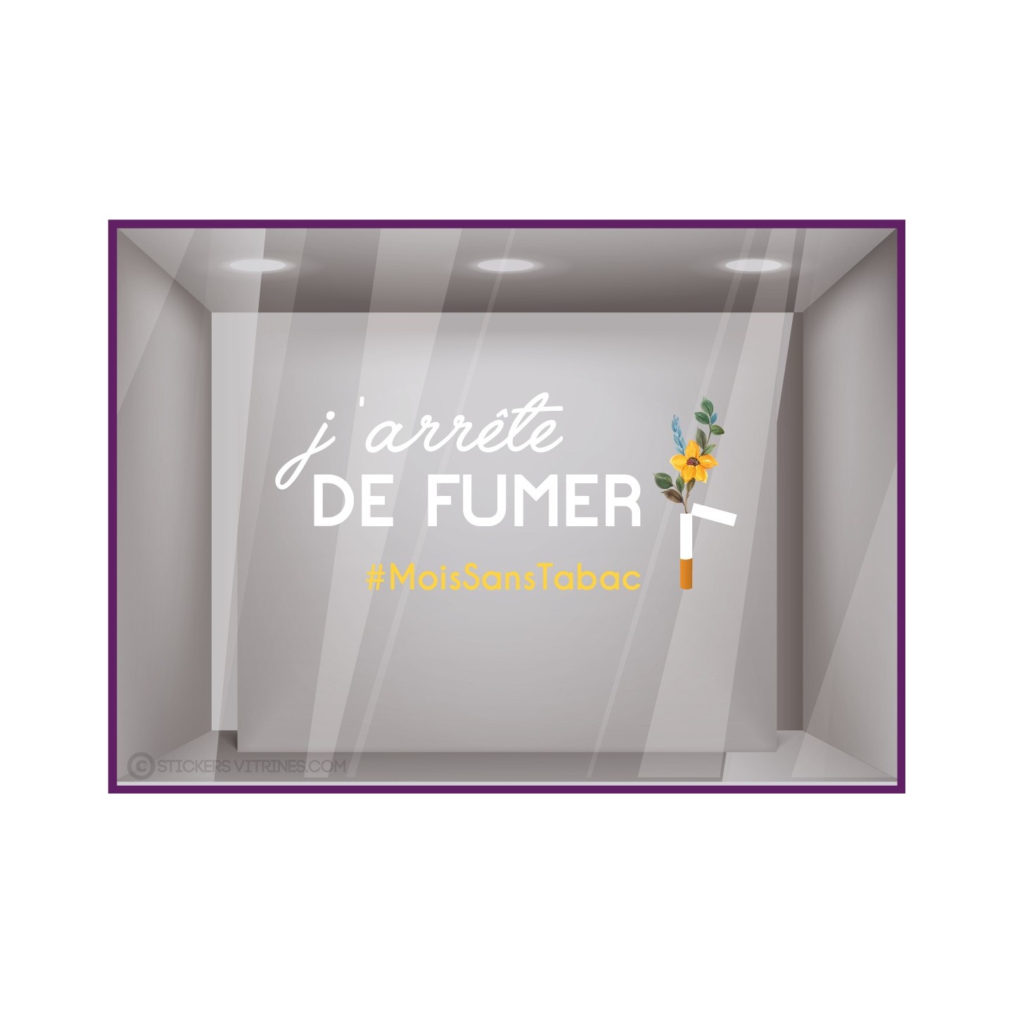 STICKER ARRETE DE FUMER MOIS SANS TABAC VITROPHANIE VITRE PHARMACIE COMMERCE MAGASIN VITRINE CALICOT