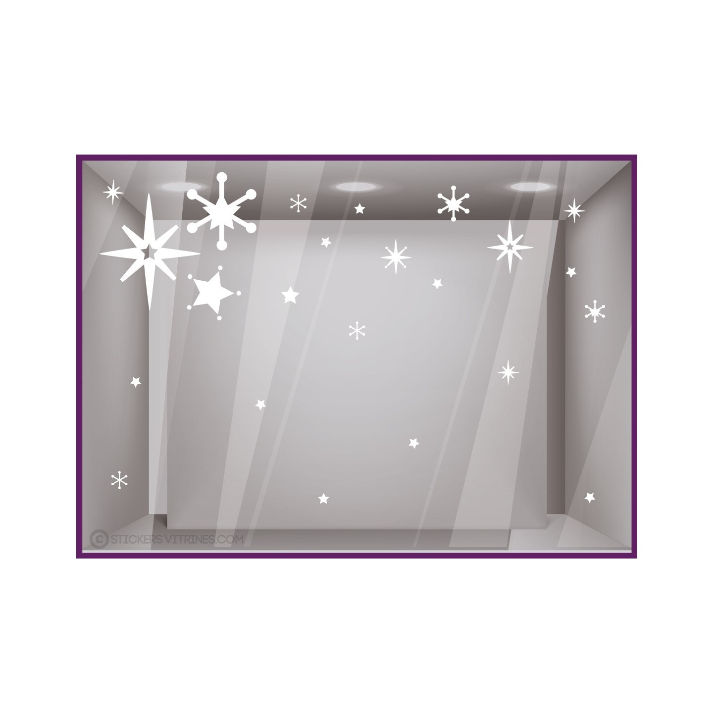 Kit Stickers Grandes etoiles noel joyeuses fetes magasin vitrine mode bijouterie calicot commerce boulangerie