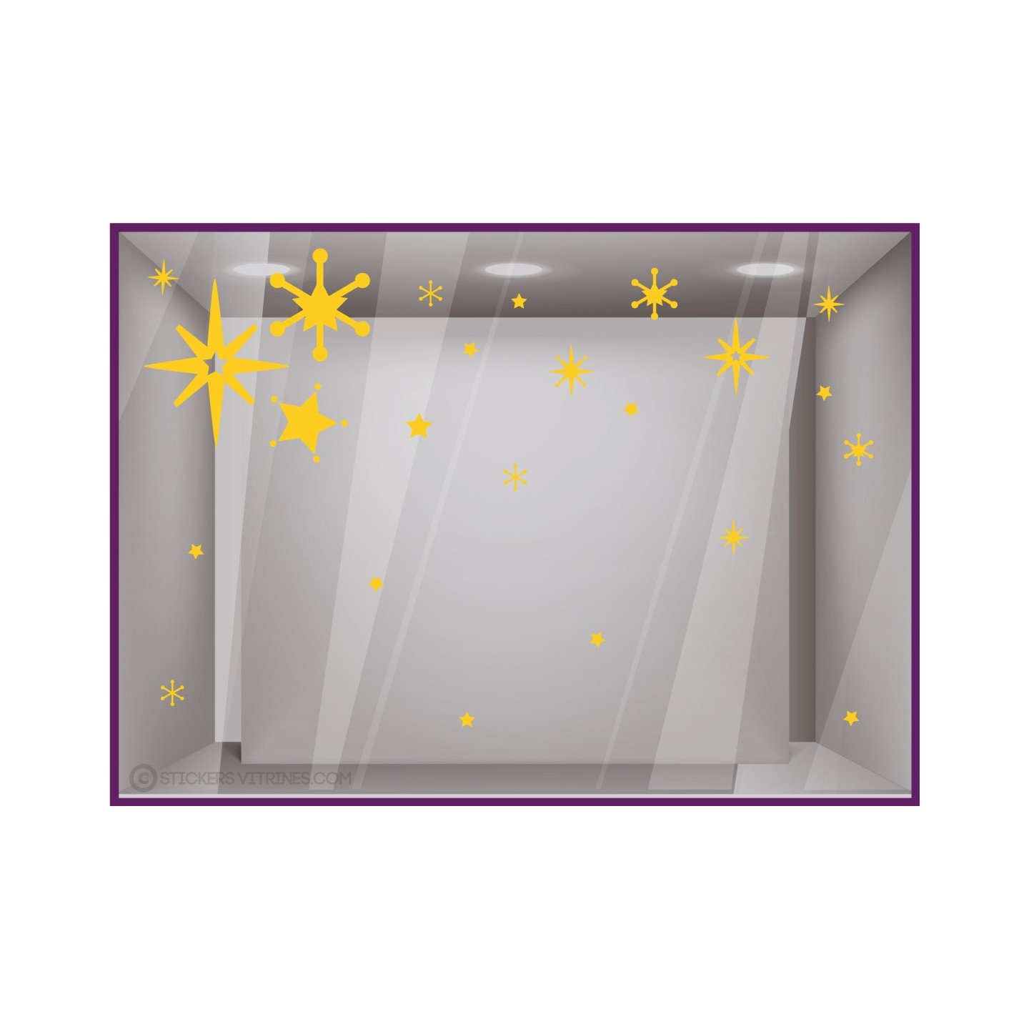 Kit Stickers Grandes etoiles noel joyeuses fetes magasin vitrine mode bijouterie calicot commerce boulangerie